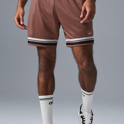 alo Men's 7" Key Mesh Basketball Short - Chestnut
