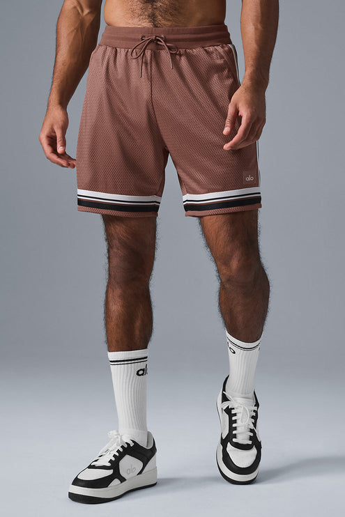 alo Men's 7" Key Mesh Basketball Short - Chestnut