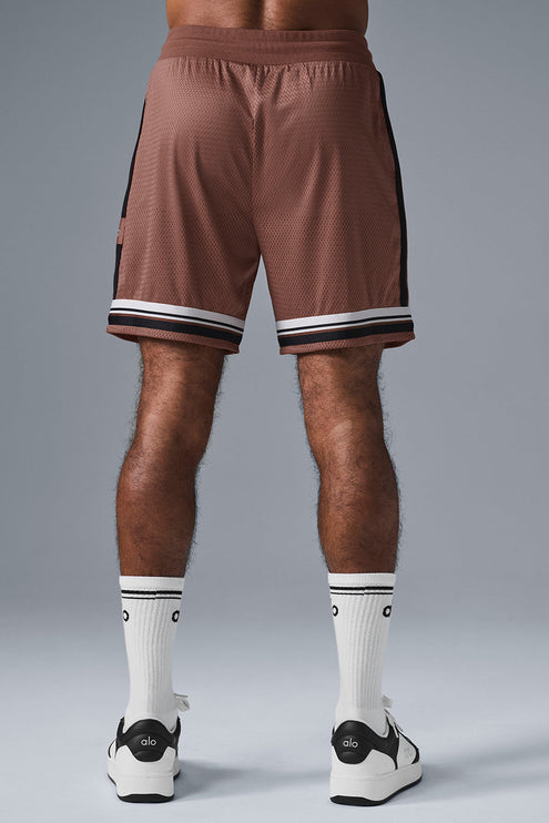 alo Men's 7" Key Mesh Basketball Short - Chestnut