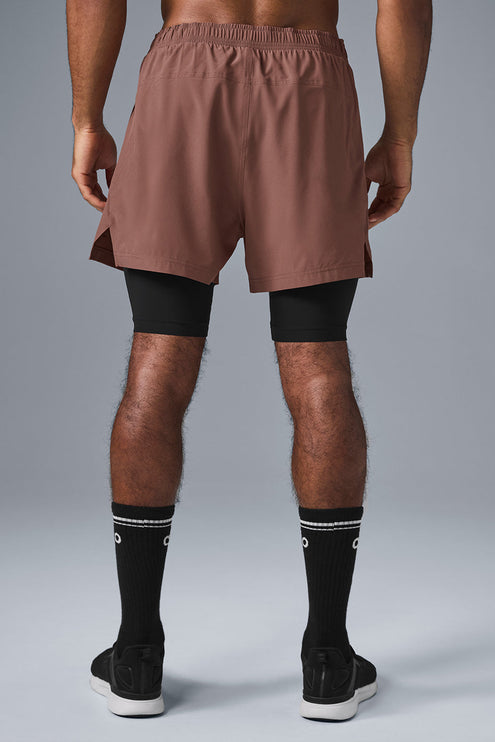 alo Men's 5" Revival 2-In-1 Short - Chestnut/Black