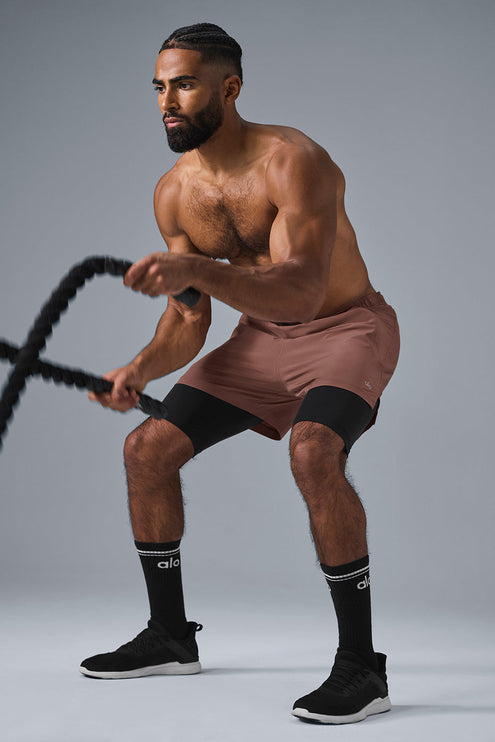 alo Men's 5" Revival 2-In-1 Short - Chestnut/Black