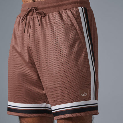 alo Men's 7" Key Mesh Basketball Short - Chestnut