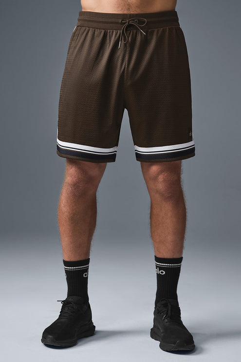 alo Men's 7" Key Mesh Basketball Short - Espresso