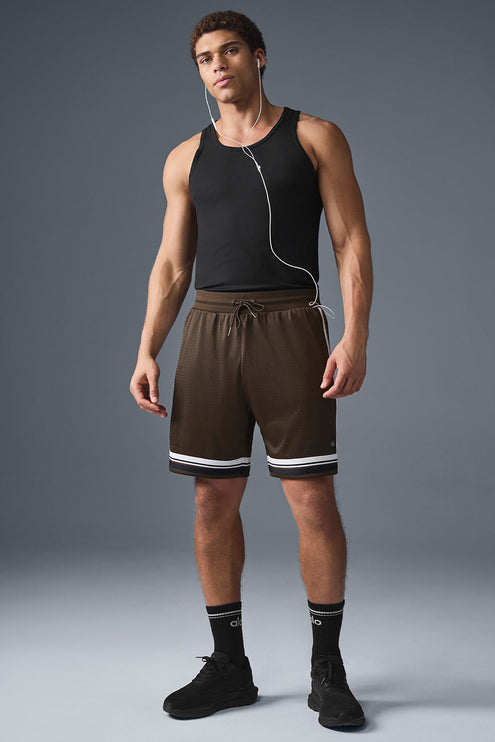alo Men's 7" Key Mesh Basketball Short - Espresso