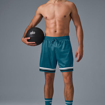 alo Men's 7" Key Mesh Basketball Short - Oceanic Teal