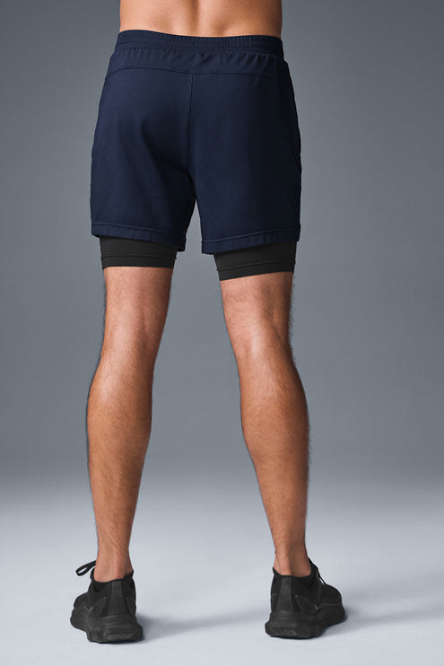 alo Men's Conquer React 2-In-1 Performance Short - Navy/Black