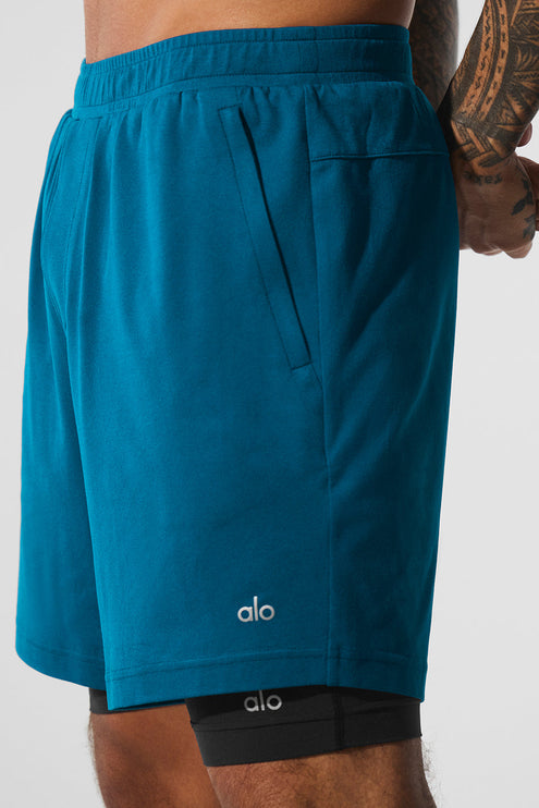 alo Men's Conquer React 2-In-1 Performance Short - Eclipse Blue/Black