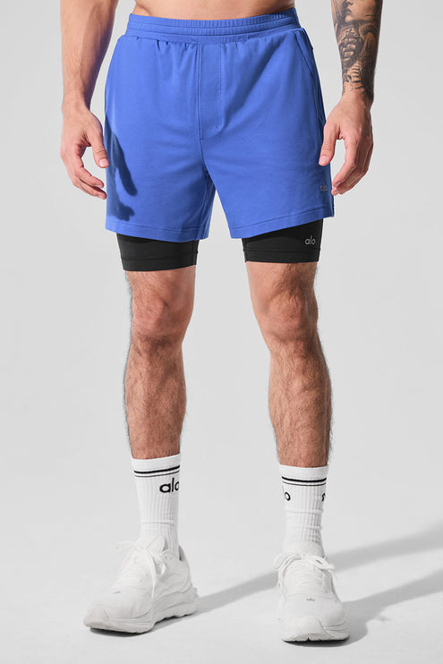 alo Men's Conquer React 2-In-1 Performance Short - Marathon Blue/Black