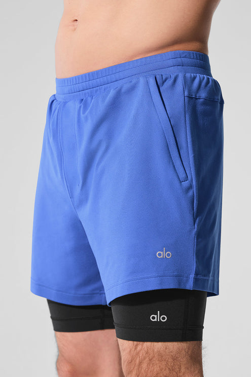 alo Men's Conquer React 2-In-1 Performance Short - Marathon Blue/Black