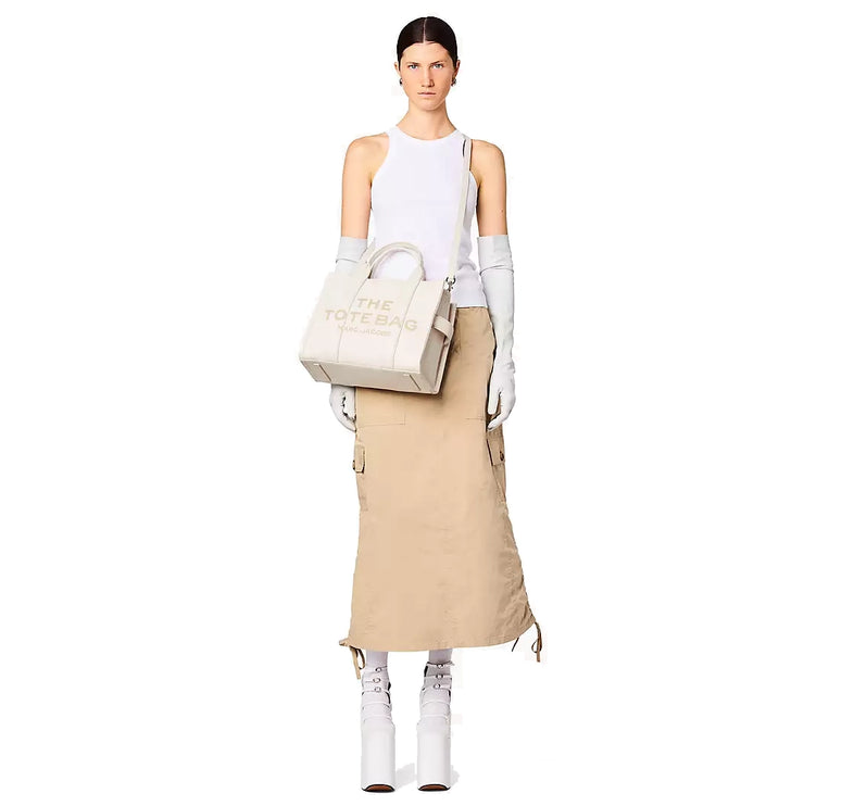 Marc Jacobs Women's The Leather Medium Tote Bag Cotton/Silver - Hemen Kargoda