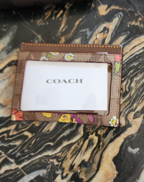 Coach Women's Slim Id Card Case In Signature Canvas With Floral Print Gold/Khaki Multi - Hemen Kargoda
