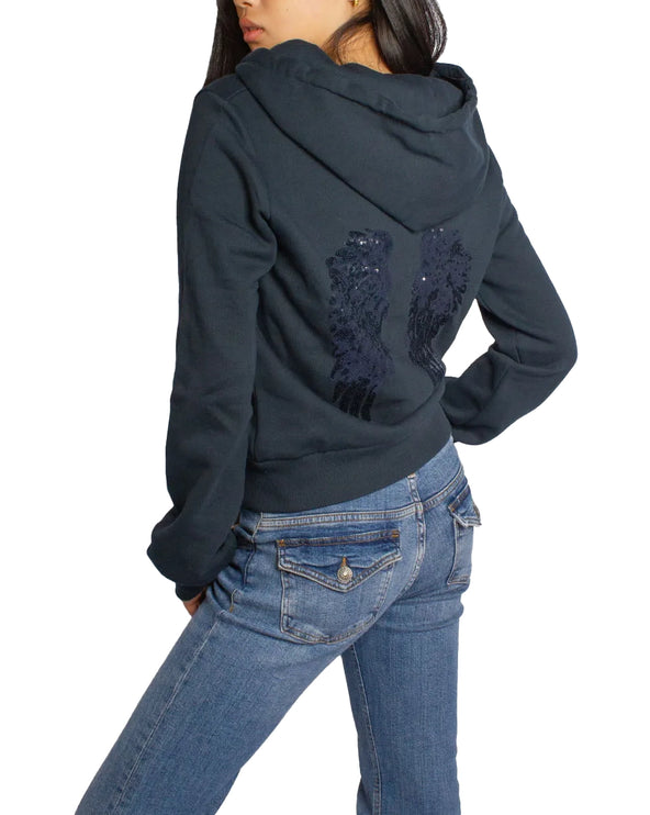 Subdued Women's Wings Zip-Up Hoodie Blue