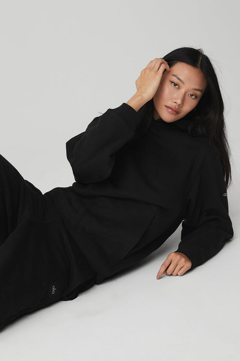 alo Women's Renown Heavy Weight Hoodie - Black