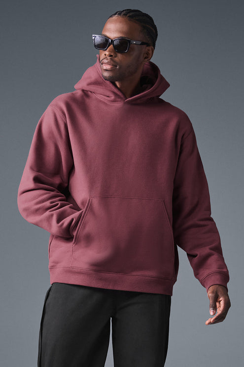 alo Men's Renown Heavy Weight Hoodie - Burgundy Truffle