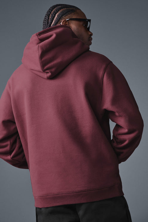 alo Men's Renown Heavy Weight Hoodie - Burgundy Truffle