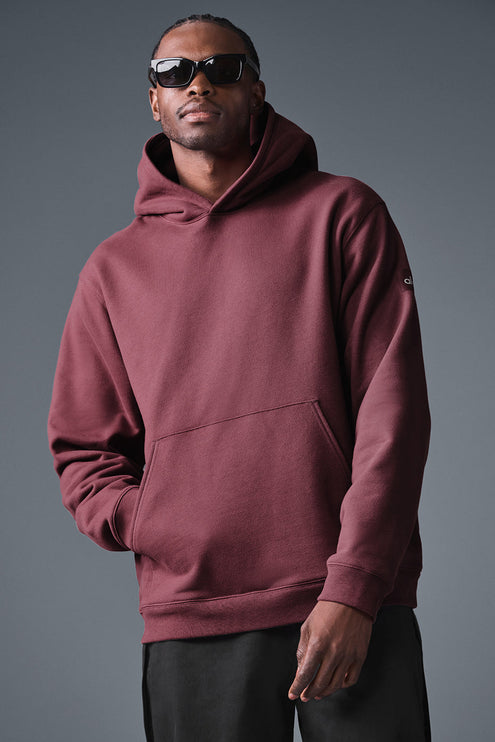 alo Men's Renown Heavy Weight Hoodie - Burgundy Truffle