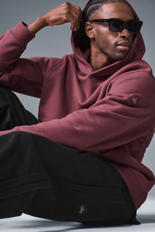 alo Men's Renown Heavy Weight Hoodie - Burgundy Truffle
