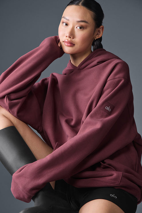 alo Women's Renown Heavy Weight Hoodie - Burgundy Truffle