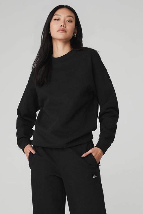alo Women's Renown Heavy Weight Crew Neck Pullover - Black