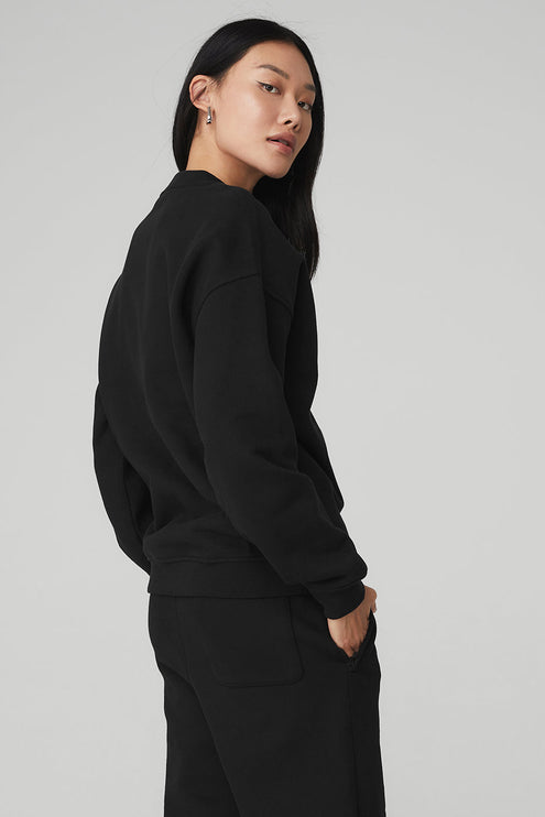alo Women's Renown Heavy Weight Crew Neck Pullover - Black