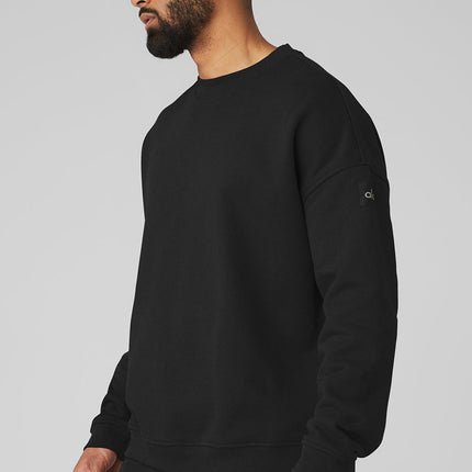 alo Men's Renown Heavy Weight Crew Neck Pullover - Black