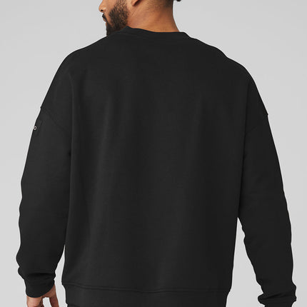 alo Men's Renown Heavy Weight Crew Neck Pullover - Black