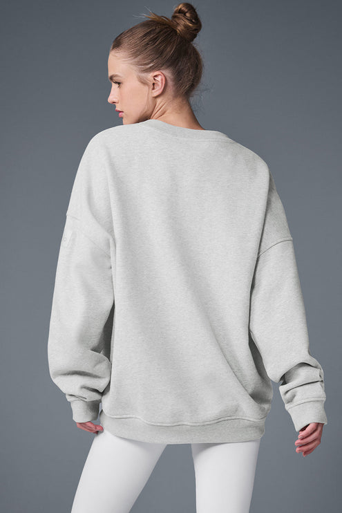 alo Women's Renown Heavy Weight Crew Neck Pullover - Athletic Heather Grey