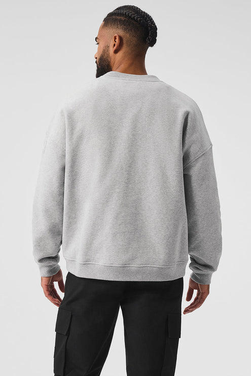 alo Men's Renown Heavy Weight Crew Neck Pullover - Athletic Heather Grey