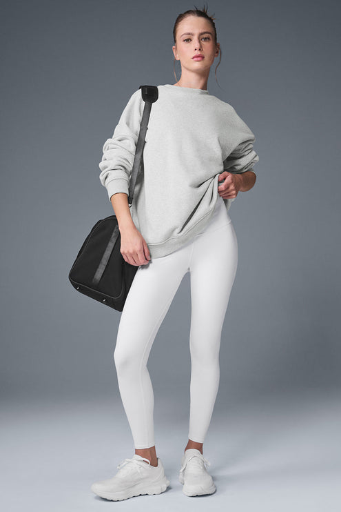 alo Women's Renown Heavy Weight Crew Neck Pullover - Athletic Heather Grey