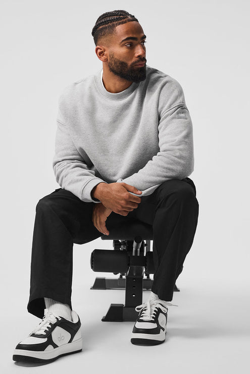 alo Men's Renown Heavy Weight Crew Neck Pullover - Athletic Heather Grey