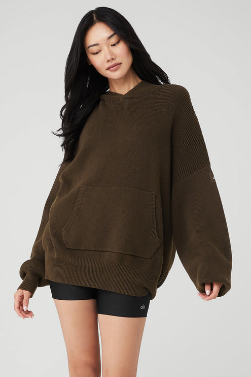 alo Women's Scholar Hooded Sweater Espresso
