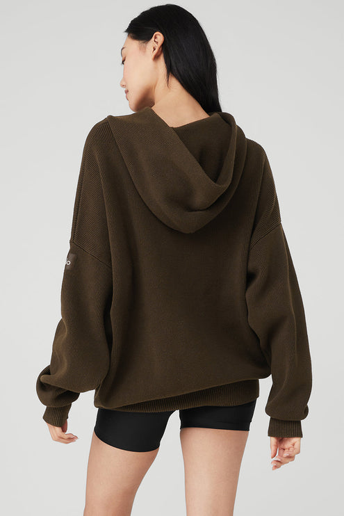 alo Women's Scholar Hooded Sweater Espresso