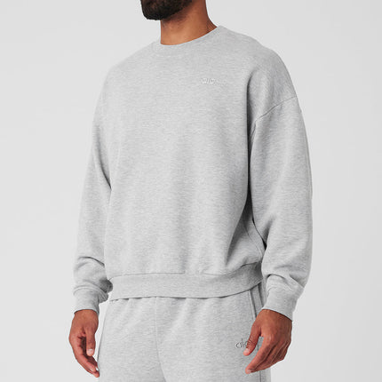 alo Men's Accolade Crew Neck Pullover - Athletic Heather Grey
