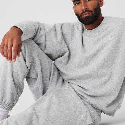 alo Men's Accolade Crew Neck Pullover - Athletic Heather Grey