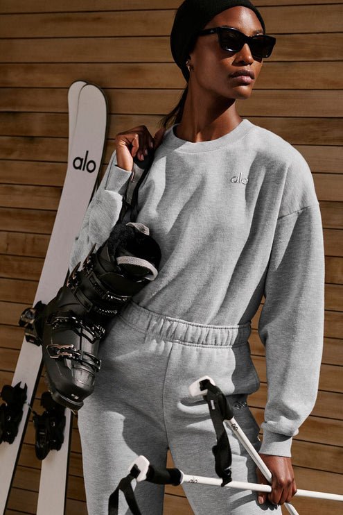 alo Women's Accolade Crew Neck Pullover Athletic Heather Grey