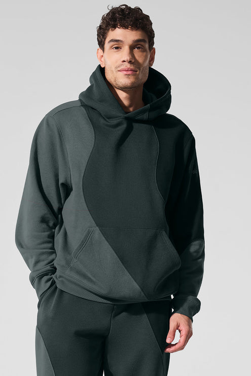 alo Men's Make Waves Hoodie - Charcoal Green Tonal
