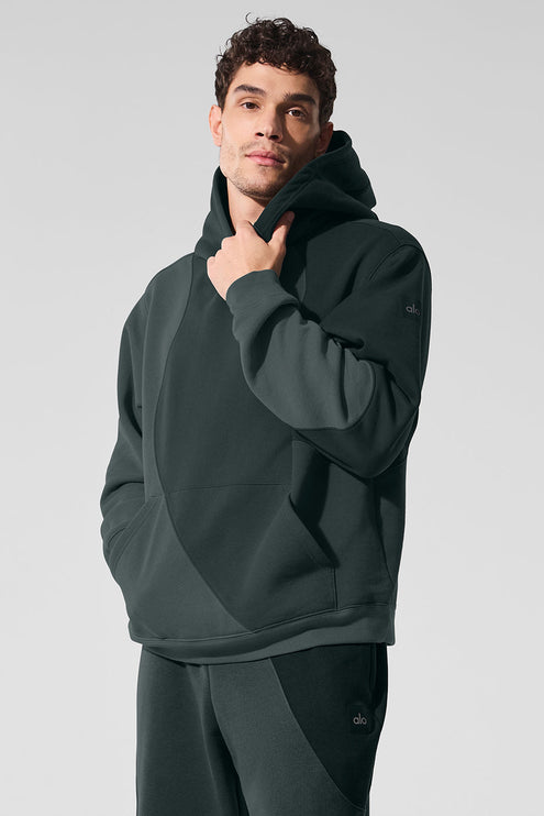 alo Men's Make Waves Hoodie - Charcoal Green Tonal