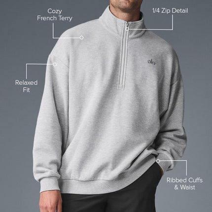 alo Men's Accolade 1/4 Zip Pullover - Athletic Heather Grey