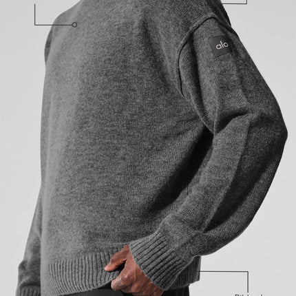 alo Men's New Class Cashmere Crewneck Sweater - Platinum Grey