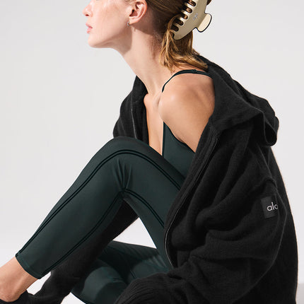 alo Women's New Class Cashmere Full Zip Hoodie - Black