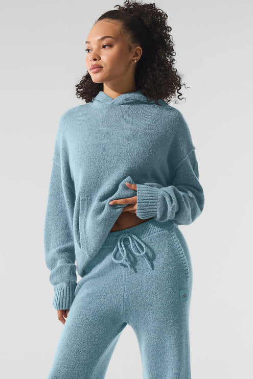 alo Women's New Class Cashmere Hoodie - Celestial Blue Granite Heather