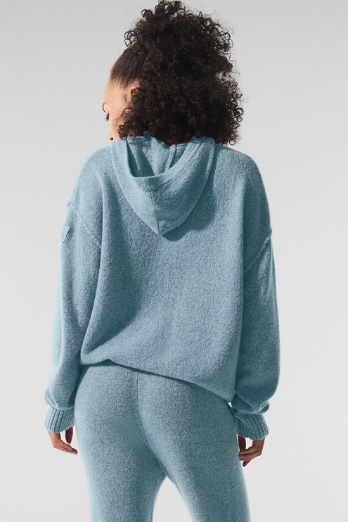 alo Women's New Class Cashmere Hoodie - Celestial Blue Granite Heather