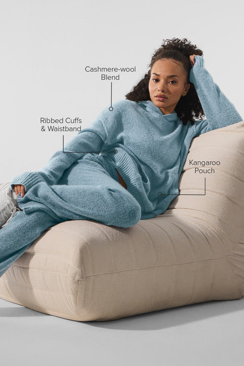 alo Women's New Class Cashmere Hoodie - Celestial Blue Granite Heather