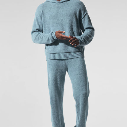 alo Men's New Class Cashmere Hoodie - Celestial Blue Granite Heather