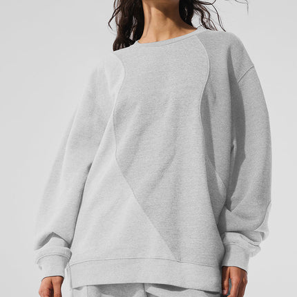 alo Women's Make Waves Crew Neck Pullover - Athletic Heather Grey Tonal