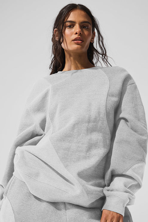 alo Women's Make Waves Crew Neck Pullover - Athletic Heather Grey Tonal