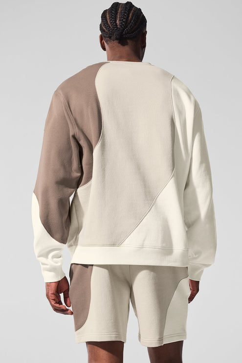 alo Men's Make Waves Crew Neck Pullover - Ivory/Bone/Gravel