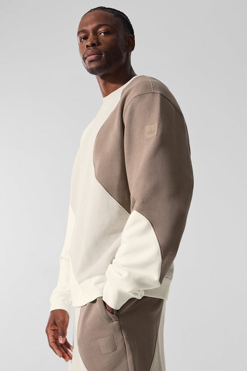 alo Men's Make Waves Crew Neck Pullover - Ivory/Bone/Gravel