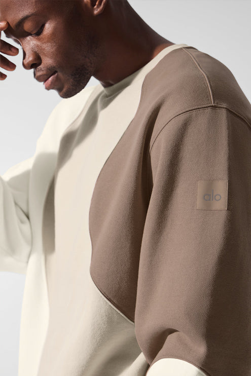 alo Men's Make Waves Crew Neck Pullover - Ivory/Bone/Gravel