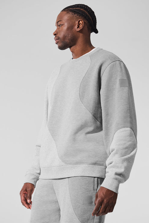 alo Men's Make Waves Crew Neck Pullover - Athletic Heather Grey Tonal